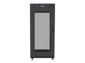 Szafa instalacyjna Rack stojąca 19" 27U 600x600 czarna drzwi perforowane LCD Lanberg (flat pack)