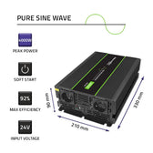 Przetwornica napięcia Qoltec Monolith | 2000W | 4000W | 24V na 230V | Czysty Sinus