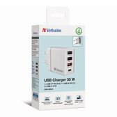 Ładowarka sieciowa Verbatim 1xUSB-C PD 20W 1xUSB-A QC 3.0 2xUSB-A 10W UE biała
