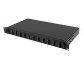 Przełącznica światłowodowa  Lanberg 12xSC Duplex / 12xLC Quad Rack 19" 1U Czarna + akcesoria