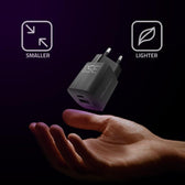 Ładowarka sieciowa Qoltec 35W GaN ULTRA | 5-20V | 2.25-3A | 1 x USB typ C PD | 1 x USB QC 3.0 | Czarna