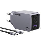 Ładowarka sieciowa Ugreen Nexode Pro 25871 65W, GaN, USB + 2x USB-C + kabel USB-C 1.5m