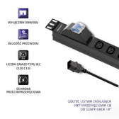 Listwa zasilająca Qoltec do RACK 19" 1U 10A PDU CB 8xIEC C13 2m