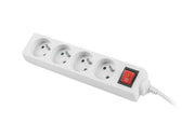 Listwa przedłużacz Lanberg 1,5m biała 4x 230V PL, z wyłącznikiem, kabel wykonany z pełnej miedzi