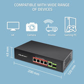 Switch niezarządzalny Qoltec przełącznik sieciowy FAST Ethernet 4x RJ45 PoE 1x RJ45 Uplink 1x SFP | 65W | 1000 Mb/s