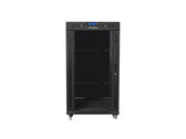 Szafa instalacyjna Rack stojąca 19" 22U 600x600 czarna drzwi szklane LCD Lanberg (flat pack)