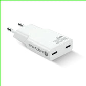 Ładowarka sieciowa everActive GaN SUPER SLIM SC-385Q QC4+ 2x USB-C PD 30W biała