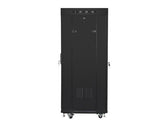 Szafa instalacyjna Rack stojąca 19" 27U 600x600 czarna drzwi perforowane LCD Lanberg (flat pack)