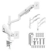 Uchwyt biurkowy na 2 monitory Ergo Office ER-692 W, sprężyna gazowa, 17"-32", 1-10kg, biały matt, max. VESA 100x100
