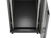 Szafa instalacyjna Rack stojąca 19" 22U 600x1200 czarna drzwi przeszklone LCD Lanbeg (flat pack)