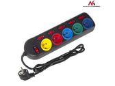 Listwa zasilająca przedłużacz Maclean MCE204M  5 gniazd z włącznikami czarna 1,5m 2300W multicolor