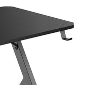 Biurko gamingowe NanoRS RS101, czarne z uchwytem na słuchawki i kubek, max. 75kg, wymiary 1200x600x750mm