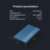 Obudowa/kieszeń Qoltec na dysk SSD HDD 2.5" | SATA | USB 3.0 | Super speed 5Gb/s | 2TB | Niebieski