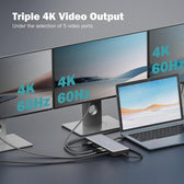 Stacja dokująca DIGITUS USB Typ C 13-portów 3x HDMI 2x DisplayPort 4K/60Hz DC-Jack 150W