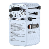 Adapter podróżny Verbatim Charge 'n' Travel GaN III globalny 1xUSB-C PD 3.0 QC 4+ 70W, 1xUSB-C PD 3.0 QC 4+ 60W, 1xUSB-C 5W, 1x USB-A QC 3.0 niebieski