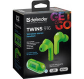 Słuchawki z mikrofonem Defender TWINS 916 bezprzewodowe Bluetooth zielone