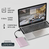 Obudowa/kieszeń Qoltec na dysk SSD HDD 2.5" | SATA | USB 3.0 | Super speed 5Gb/s | 2TB | Różowy