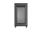 Szafa instalacyjna Rack Lanberg stojąca 19" 22U 600x1000 Czarna drzwi perforowane (flat pack)
