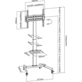 Stojak mobilny Techly 32"-55", 35kg, z półką