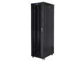 Szafa instalacyjna Rack stojąca 19" 47U 800x1000 czarna drzwi szklane LCD Lanberg (flat pack)