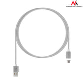 Kabel USB 2.0 Maclean MCE160 USB A (M) - Micro USB B (M) magnetyczny, Quick & Fast Charge, srebrny, 1m
