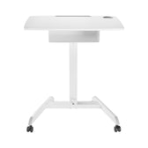 Biurko, stolik do laptopa Maclean MC-903W regulacja wysokości, z szufladą, białe, do pracy stojąco siedzącej, max wys 113cm - 8kg max