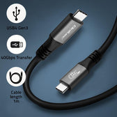 Kabel USB4 Qoltec USB-C PD 240W | Thunderbolt 3/4 | 4K | 40Gb/s | 1m | Czarny