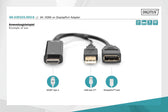 Kabel adapter DIGITUS HDMI 4K 30Hz na DisplayPort i USB A, 0,2m