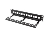 Patch panel pusty Lanberg 12 port 1U 10" z organizerem do modułów keystone czarny