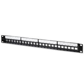 Patch panel QOLTEC do szaf RACK 19" | 24 porty | 1U | UTP | Czarny