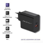 Ładowarka sieciowa Qoltec 63W | 5-20V | 1.5-3A | USB typ C PD | USB QC 3.0 | Czarna