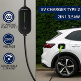 Ładowarka Qoltec do samochodu elektrycznego EV z regulacją 2w1 typ2 | 3.5kW | 230V | LCD | LED | 5m