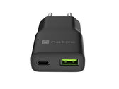 Ładowarka sieciowa, Ładowarka do laptopów Natec Ribera Gan Slim 1x USB-A + 1x USB-C 20W czarna