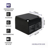 Akumulator AGM Qoltec 12V | 24Ah