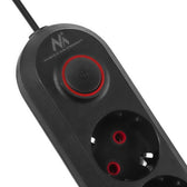 Listwa zasilająca Maclean MCE395 B, przedłużacz 5 gniazd + 3xUSB, 110-240V AC 50/60Hz, 2.1A max 2500W, 1,5m, czarna