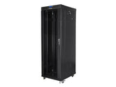Szafa instalacyjna Rack stojąca 19" 37U 600x800 czarna drzwi szklane LCD Lanberg (flat pack)