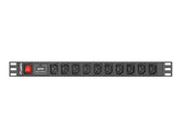 Listwa zasilająca Lanberg do RACK 1U 10A PDU 10x IEC C13 2m czarna