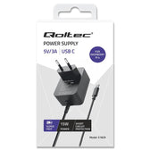 Ładowarka Qoltec Super FAST PD do Raspberry PI 4 | USB-C | 15W | 5V | 3A | Czarna