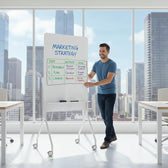Tablica mobilna suchościeralna Ergo Office ER-305, orientacja pionowa, biała, jednostronna, z półką, wymiary tablicy 1190x790mm
