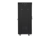 Szafa instalacyjna Rack stojąca 19" 27U 600x600 czarna drzwi perforowane LCD Lanberg (flat pack)