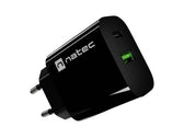 Ładowarka sieciowa Natec Ribera 1x USB-A + 1x USB-C 20w czarna