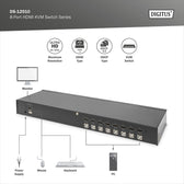 Przełącznik KVM DIGITUS 8 portowy HDMI, 4K 30Hz Rack 19"