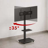 Stand / wózek dla TV Ergo-Office ER-304 B, max. obciążenie 50kg / 5kg półka, max. VESA 600x400, wbud. listwa zasil., czarny