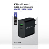 Ładowarka sieciowa Qoltec Super Quick PD | 1xUSB-C | 1xUSB | 45W | 5-20V | 2.25-3A | Czarna