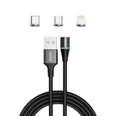 Kabel USB 2.0 SAVIO CL-152 USB – USB Typ C, Micro i Lightning, QC i PD 3.0, magnetyczny, 1m, czarny