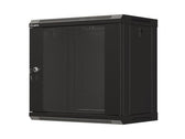 Szafa instalacyjna Rack wisząca 19" 9U 540x350 czarna Drzwi przeszklone Lanberg (flat pack)