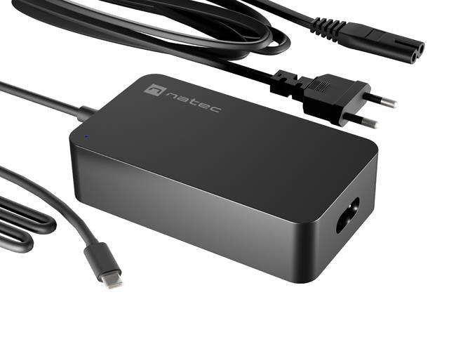Zasilacz sieciowy uniwersalny ładowarka Natec Grayling GaN USB-C 65W do laptopów, tabletów, telefonów