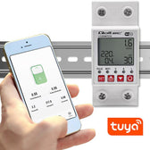 Przekaźnik Qoltec 63A na szynę DIN z licznikiem energii elektyrcznej | Timer | TUYA | Wi-Fi | LED