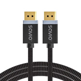 Kabel DisplayPort v1.4 Savio CL-176 (M/M), 8K, 3m, miedź, bawełniany oplot, czarny