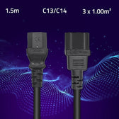 Kabel zasilający Qoltec do UPS | IEC C13/C14 | 3x1.0mm2 | 1.5m
